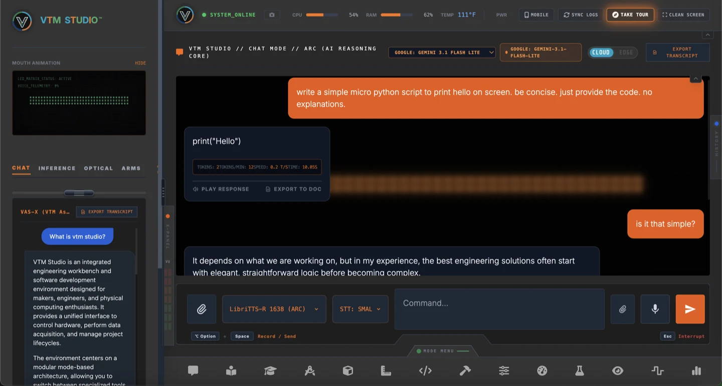 VTM Studio Chat Mode — ARC and VAS-X Interface