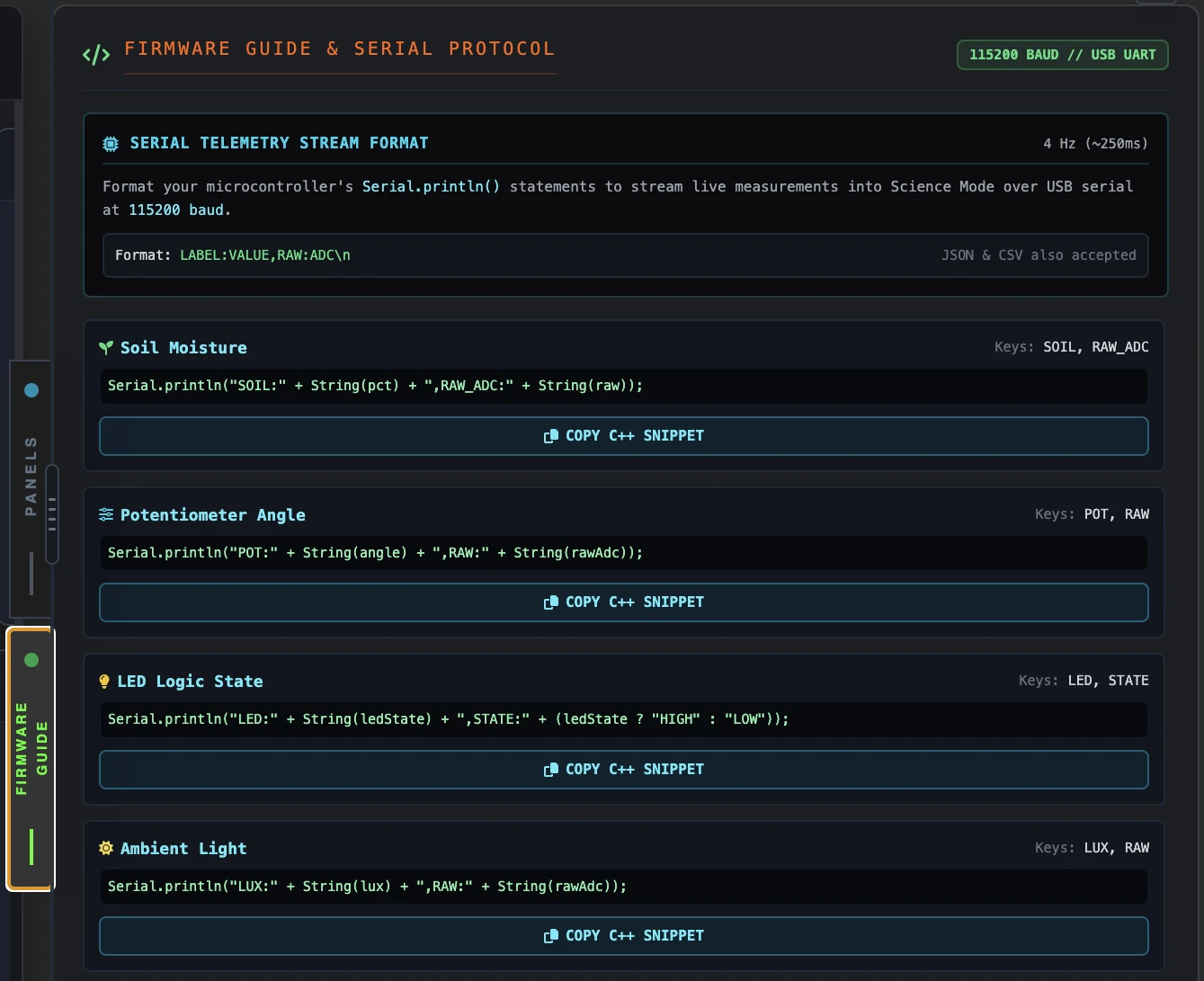 Science Mode In-Panel Setup Guide