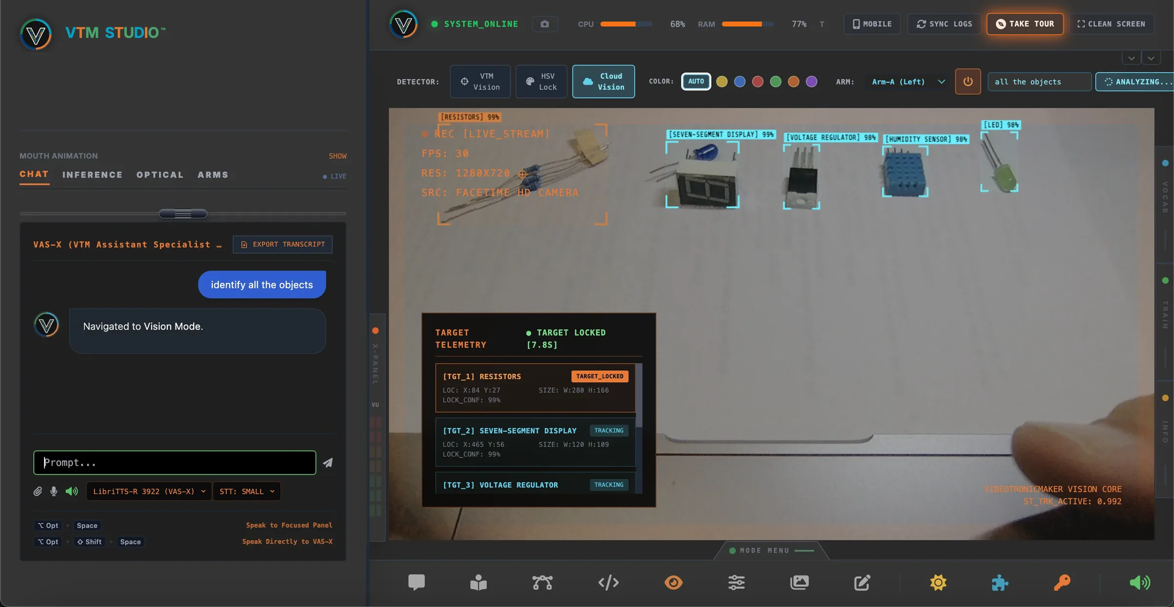 VTM Studio Vision Mode HUD Target Telemetry Screenshot