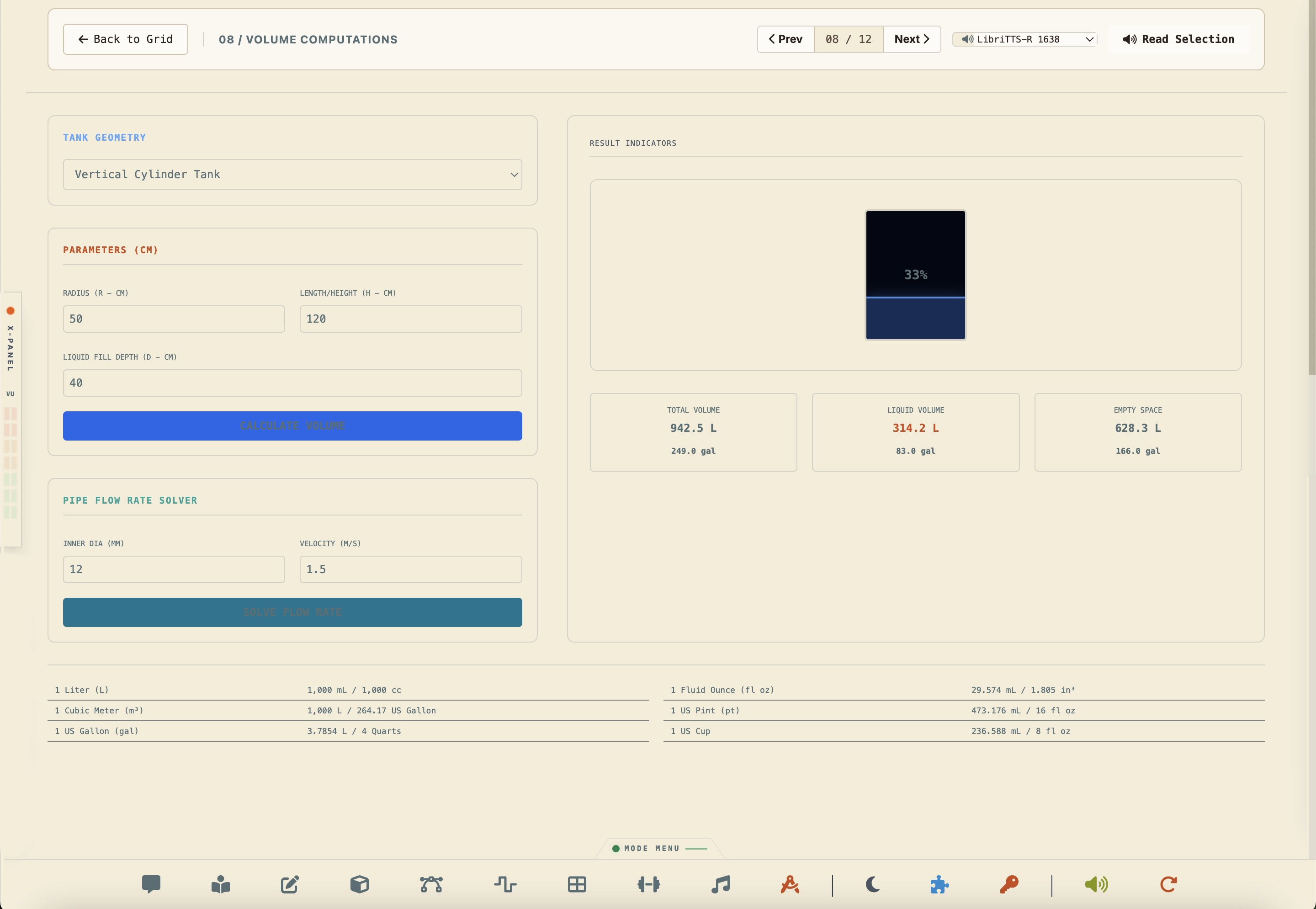 Volume Computations Material Mass & Volume Calculator