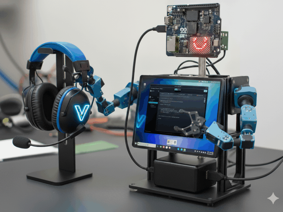 arduino uno Q desk top bot concept image