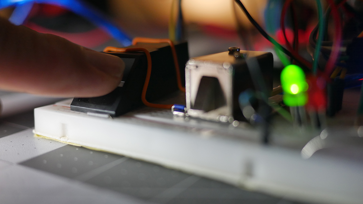Demonstration of correct fingerprint recognition and green LED lit